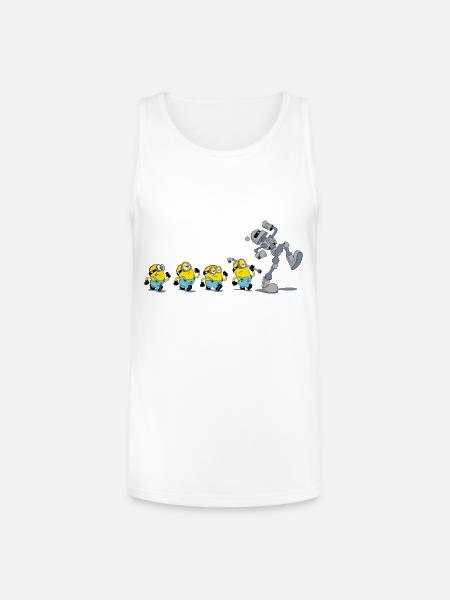 Minions In A Row With Robot - Unisex Tri-Blend Organic Tank - white