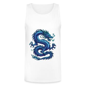 Azure Neon Dragon - Unisex Tri-Blend Organic Tank - white - Front