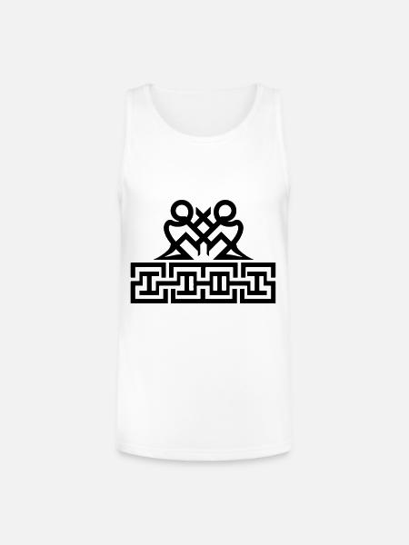 Twin Glyphs and Maze Motif - Unisex Tri-Blend Organic Tank - white