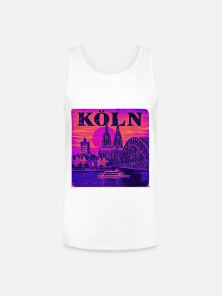 Koeln-Skyline-Retro-Sunset-Art-Print-Cologne-Köln - Unisex Tri-Blend Organic Tank - white