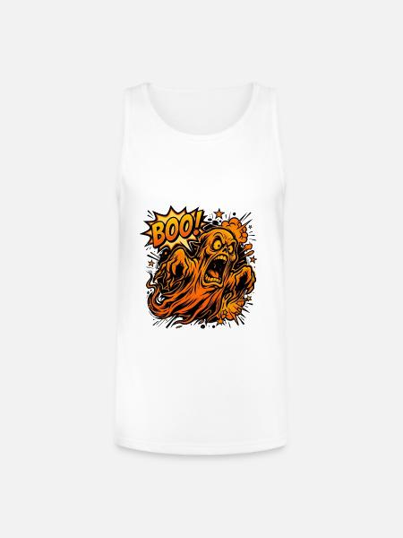 Scary Screaming Ghost Boo Halloween - Unisex Tri-Blend Organic Tank - white