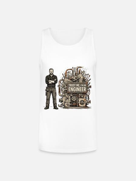 Steampunk Engineer Portrait Machine - Unisex Tri-Blend Organic Tank - white