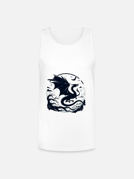 Mystical Dragon Moonlight - Unisex Tri-Blend Organic Tank - white