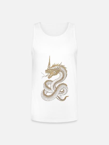 Golden Dragon Embroidery Art - Unisex Tri-Blend Organic Tank - white