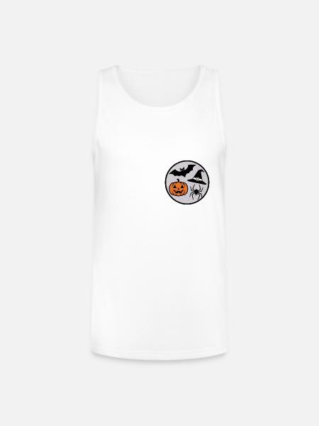 Halloween Circle: Pumpkin Bat Spider - Unisex Tri-Blend Organic Tank - white