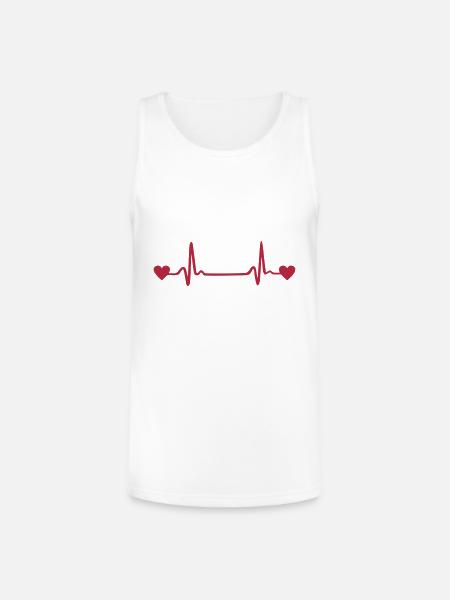 Heartbeat, EKG, ECG, Heart - Unisex Tri-Blend Organic Tank - white