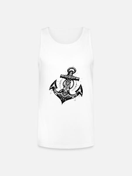 Eleganter Tattoo Style Anker - Unisex Tri-Blend Organic Tank - white