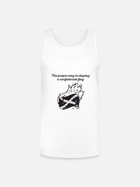 Burn the Confederate Flag - Unisex Tri-Blend Organic Tank - white