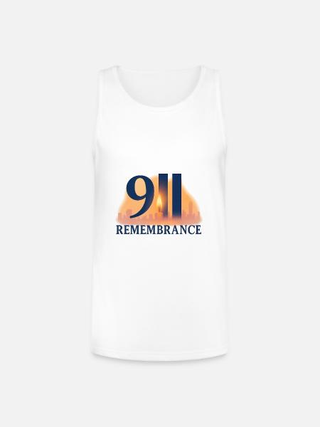 911 Remembrance Candle Skyline Design - Unisex Tri-Blend Organic Tank - white