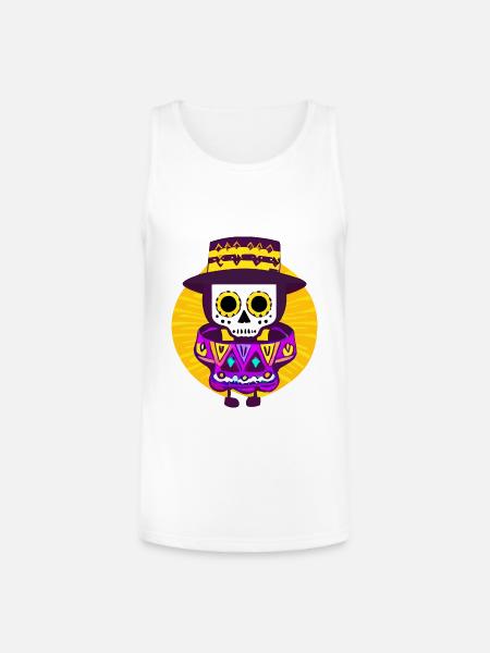 Mexican Skeleton - Unisex Tri-Blend Organic Tank - white