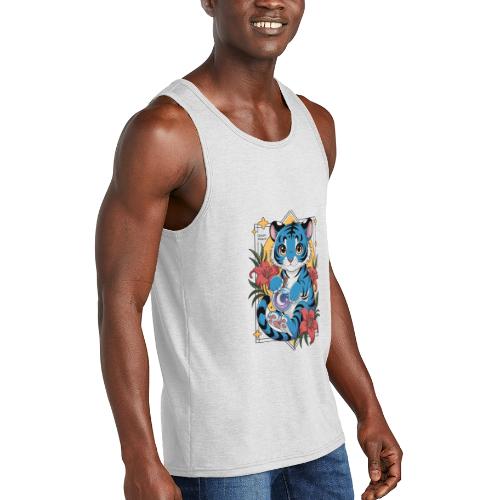 Mystic Blue Tiger Anime Potion Design – Cute tiger - Unisex Tri-Blend Organic Tank