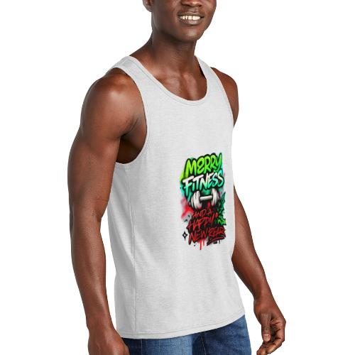 Merry Fitness Christmas Gym Humor - Unisex Tri-Blend Organic Tank