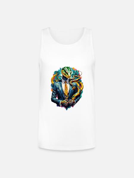 Snake in suit - Unisex Tri-Blend Organic Tank - white