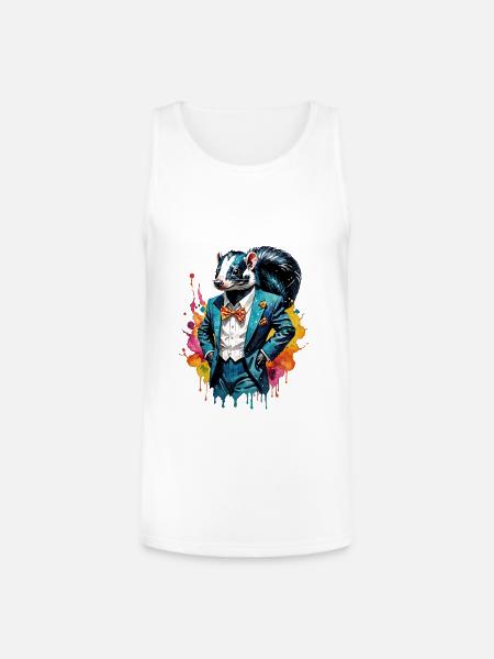 Skunk in suit - Unisex Tri-Blend Organic Tank - white