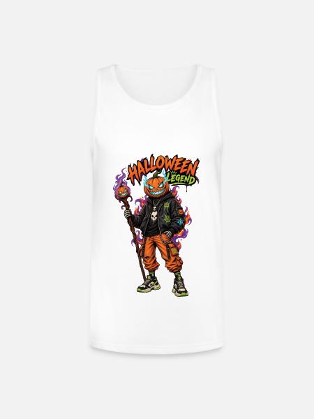 Halloween Legend Pumpkin Head Streetwear - Unisex Tri-Blend Organic Tank - white