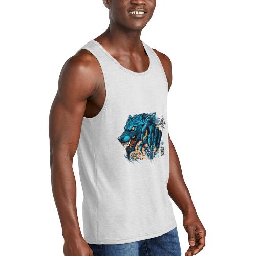 Blue Wolf Graffiti Street Art - Unisex Tri-Blend Organic Tank