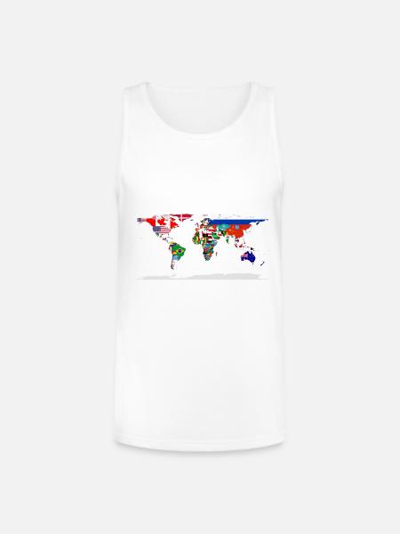 Flag Map Of The World - Unisex Tri-Blend Organic Tank - white