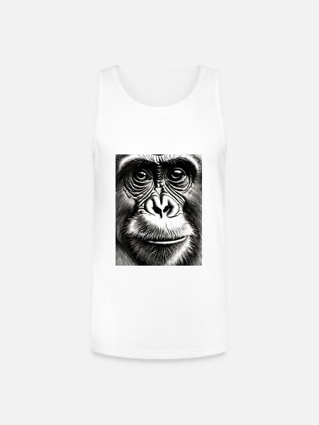Chimp in Charcoal - Unisex Tri-Blend Organic Tank - white