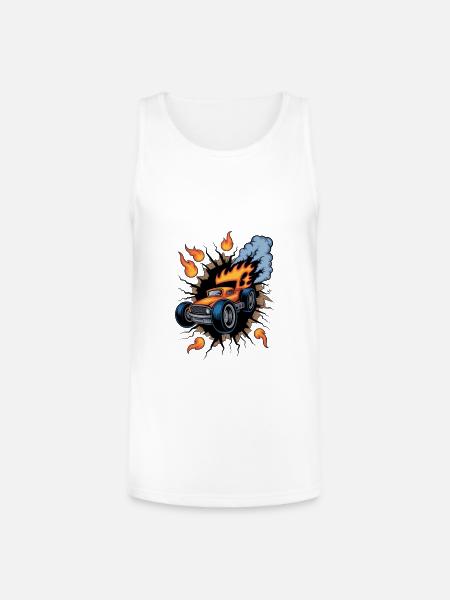 Blazing Hot Rod Rampage - Unisex Tri-Blend Organic Tank - white