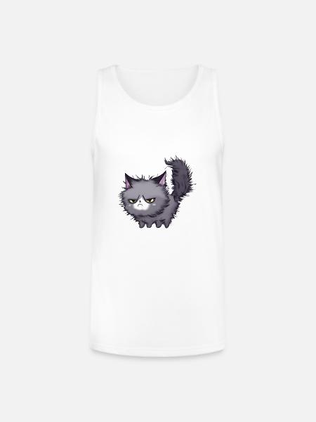 Grumpy Cat Messy Hair - Unisex Tri-Blend Organic Tank - white