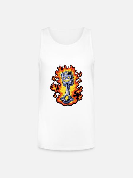 Flaming Piston Mascot - Unisex Tri-Blend Organic Tank - white