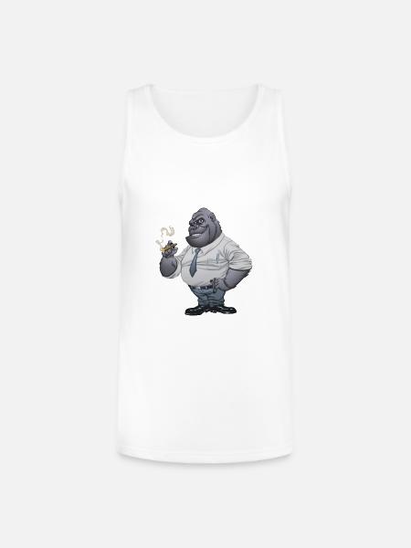 Cigar Smoking Gorilla - Unisex Tri-Blend Organic Tank - white