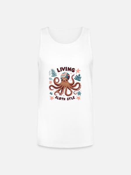A funny sloth octopus - Unisex Tri-Blend Organic Tank - white