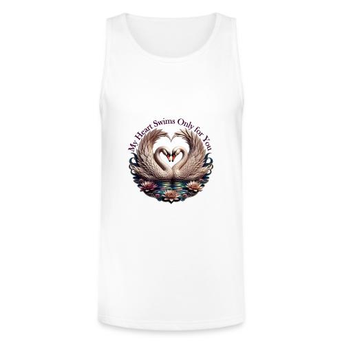 My Heart Swims Only for You Swan Heart T-Shirt - Unisex Tri-Blend Organic Tank