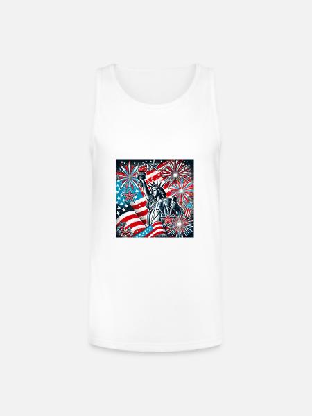 July 4th - Unisex Tri-Blend Organic Tank - white