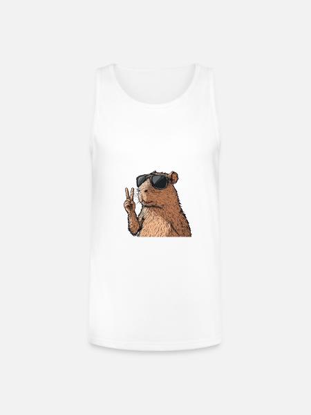 Cool Capybara in Glasses - Unisex Tri-Blend Organic Tank - white