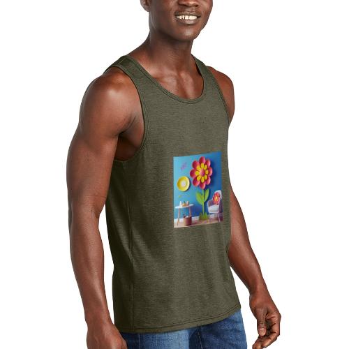 Flower design and harmony of environmental well-be - Unisex Tri-Blend Organic Tank