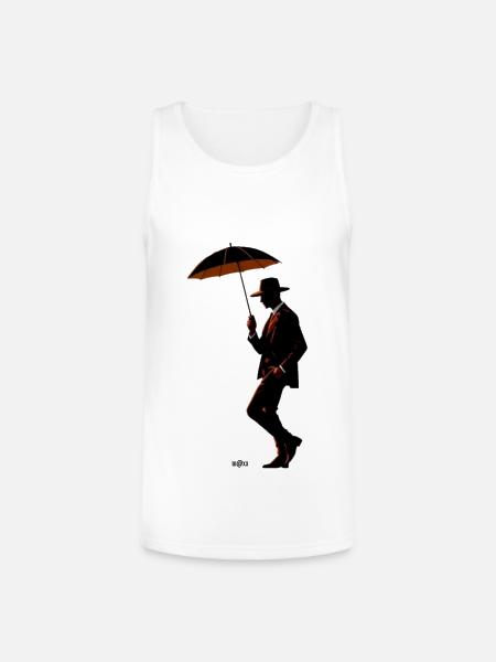 Noir Gentleman Umbrella Silhouette - Unisex Tri-Blend Organic Tank - white