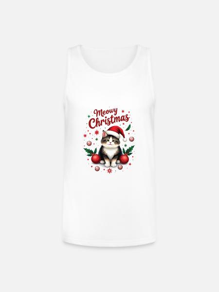 Meowy Christmas - Unisex Tri-Blend Organic Tank - white