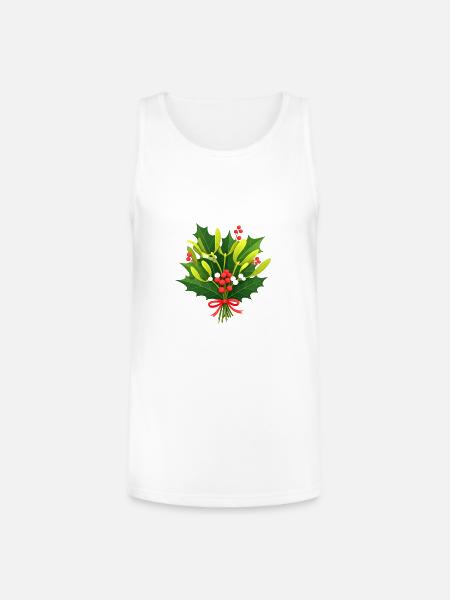 Festive Holly Botanical Design - Unisex Tri-Blend Organic Tank - white