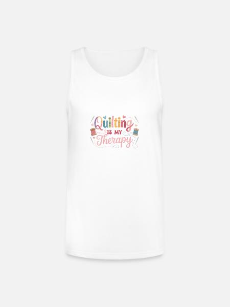 Quilting Therapy Inspirational Design - Unisex Tri-Blend Organic Tank - white
