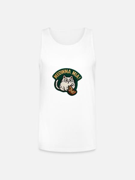 Meowma Mia Embroidered Patch - Unisex Tri-Blend Organic Tank - white