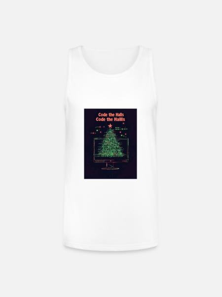 Code the Halls Pixel Christmas - Unisex Tri-Blend Organic Tank - white