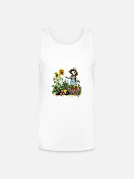 Harvest Sunflower Scarecrow - Unisex Tri-Blend Organic Tank - white