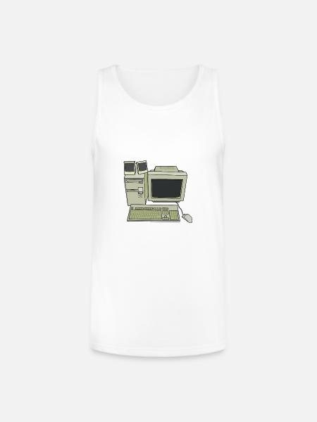 Retro Computer Desk Setup - Unisex Tri-Blend Organic Tank - white