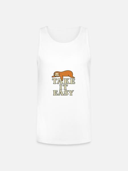Sloth Relax Take It Easy - Unisex Tri-Blend Organic Tank - white