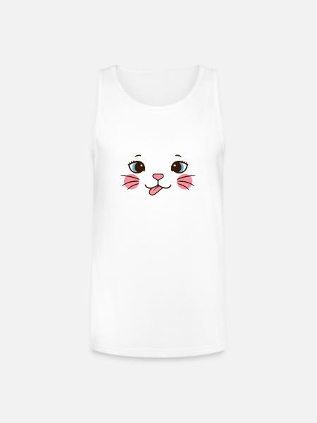 Pink Cheek Cat Face - Unisex Tri-Blend Organic Tank - white