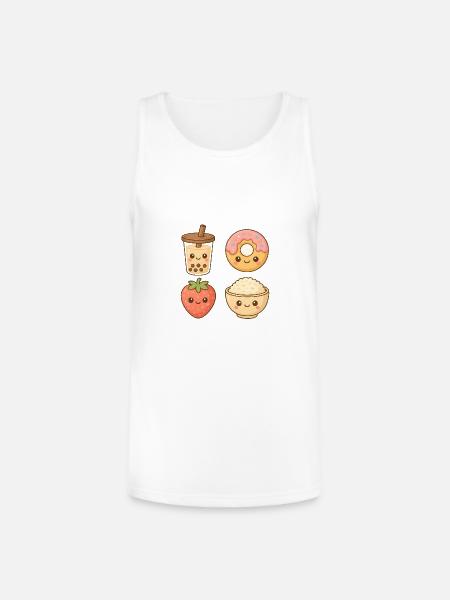 Kawaii Food Friends - Unisex Tri-Blend Organic Tank - white