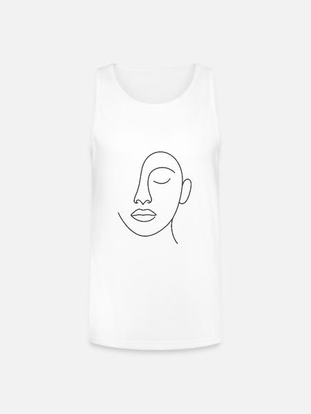 Minimal Line Portrait - Unisex Tri-Blend Organic Tank - white