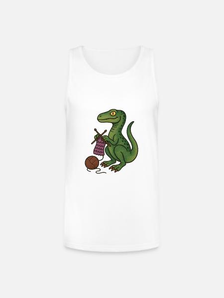 Knit Dino Cozy Green Reptile - Unisex Tri-Blend Organic Tank - white