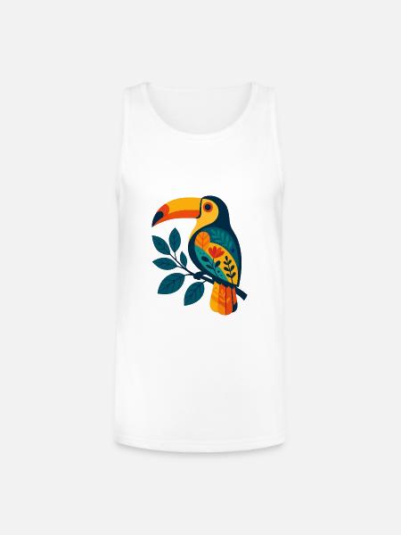 Bold Tropical Toucan Art - Unisex Tri-Blend Organic Tank - white