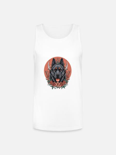 Floral Wolfdog Circle - Unisex Tri-Blend Organic Tank - white