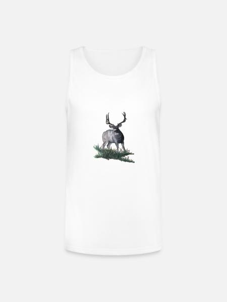 Mule deer buck sketch - Unisex Tri-Blend Organic Tank - white