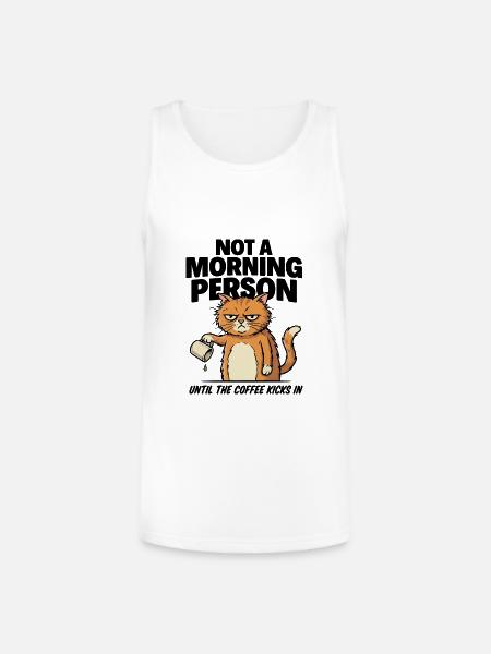 Grumpy Cat Coffee Pour - Unisex Tri-Blend Organic Tank - white