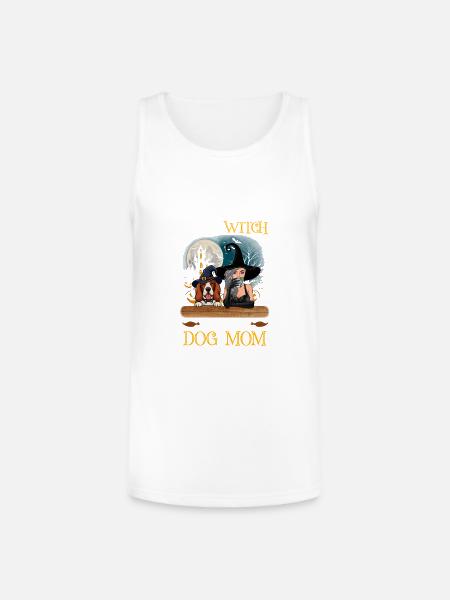 Witch Dog Mom Heart - Unisex Tri-Blend Organic Tank - white