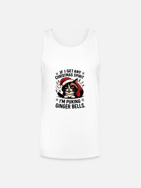 Grumpy Cat in Santa Hat - Unisex Tri-Blend Organic Tank - white